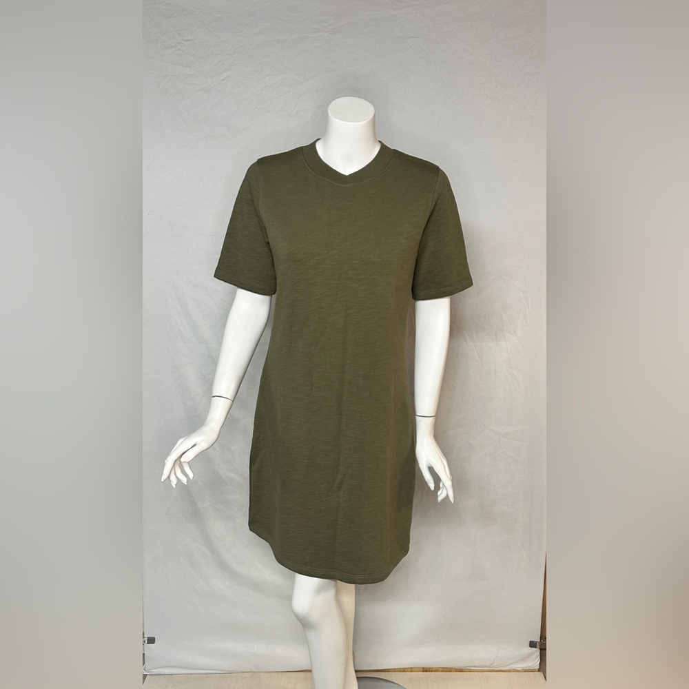 Olive Green V-Neck Midi Dress